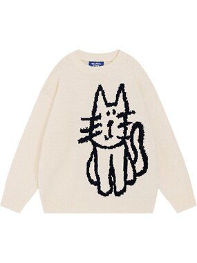 Cute Oversized Printed Pullover Sweater for Fall & Winter - Couple's Top